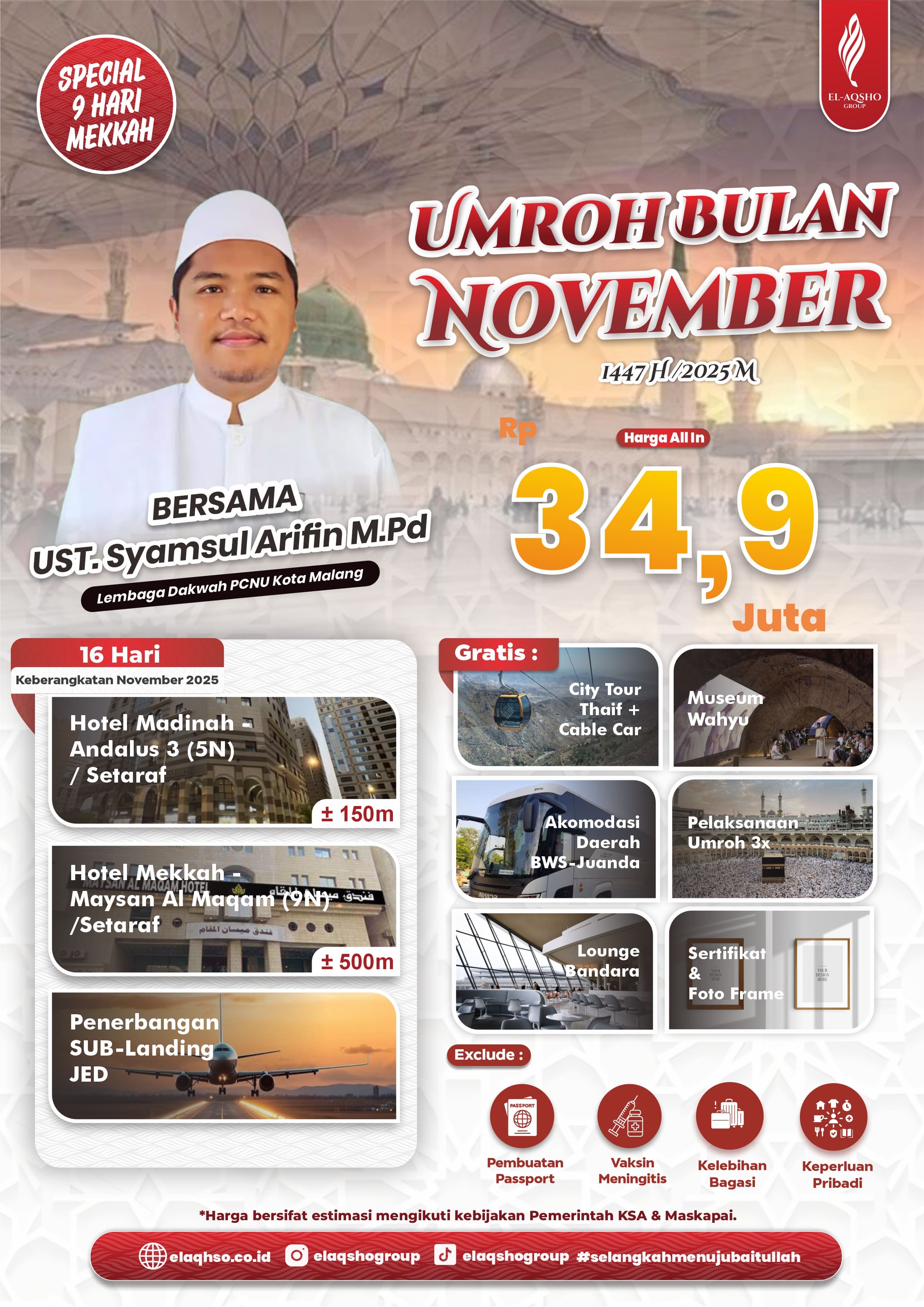 UMROH BULAN NOVEMBER 2025 Bersama Ust. Syamsul Arifin, M.Pd - Lembaga Dakwah PCNU Kota Malang
